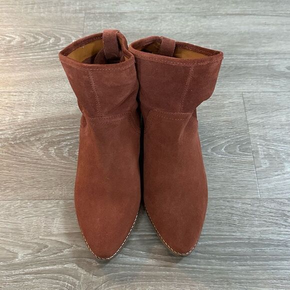 Lucky Brand Womens 8.5M Lollin Booties Brandy Suede Pointy Pull On Slouch - Picture 3 of 6